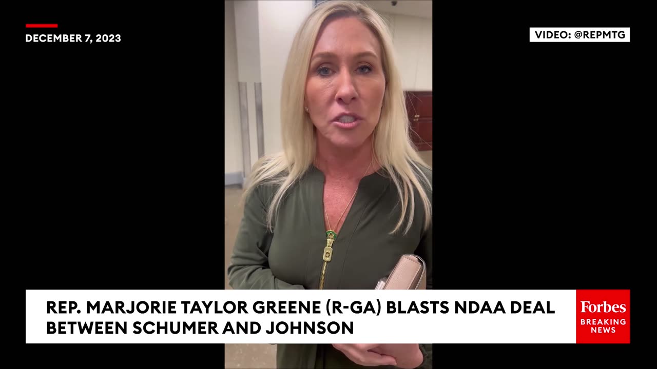 BREAKING NEWS- Marjorie Taylor Greene Blasts NDAA Deal Between Schumer And Johnson