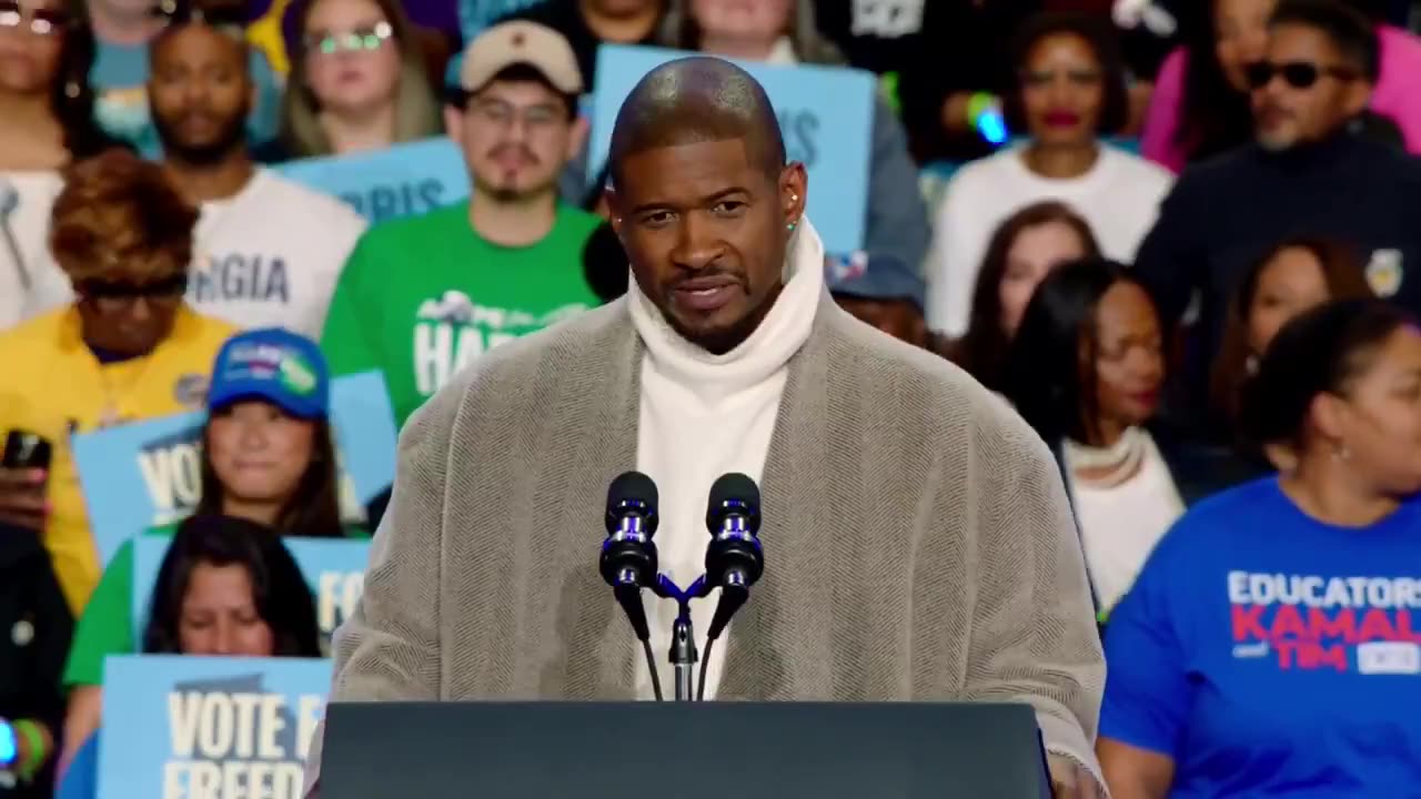 Grammy award winning singer Usher made an appearance at Kamala Harris rally in Atlanta Georgia