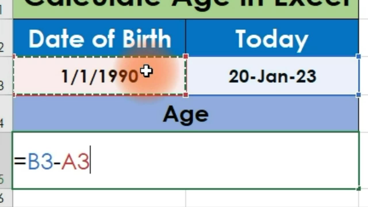 How to calculate age in MS Excel