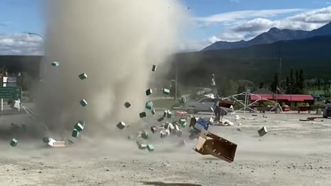 Dust Devil Completely Destroys Fruit Stand