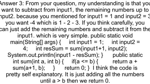 subtraction via recursion within a range of numbers java