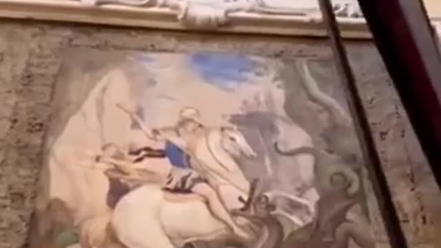 Newly discovered artwork in Italy of St George slaying a dragon