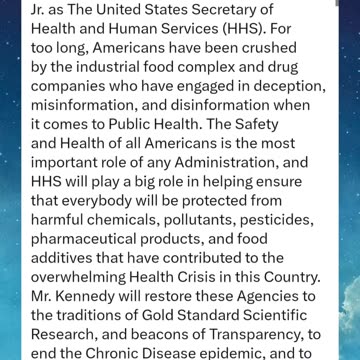 Trump nominated Robert F. Kennedy, Jr to be Secretary of Health and Human Services