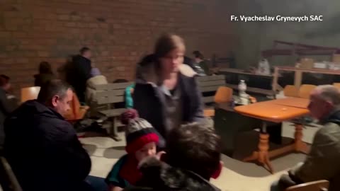 Kyiv residents seek shelter in church