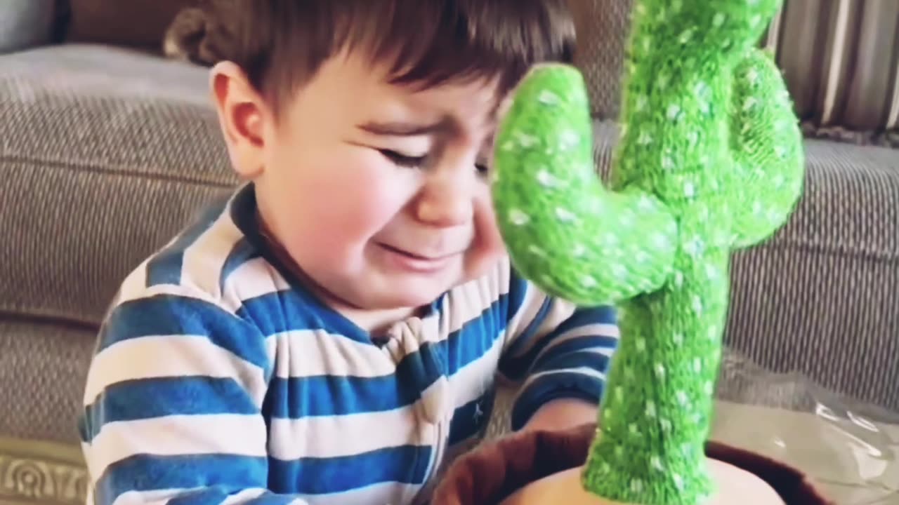 Baby with cactus 🌵 Funny moments