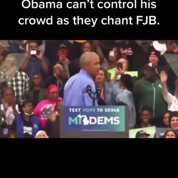 Barack Obama can’t control his crowd as they chant FJB. He is really upset..