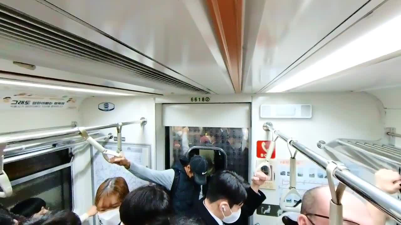 Korea Halloween 2022 - Over Crowded Train Ride Home - Itaewon Seoul South Korea