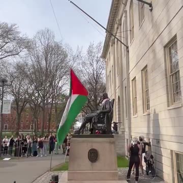 USA: 'Harvard University Protesters Replace US Flag With Palestinian One!
