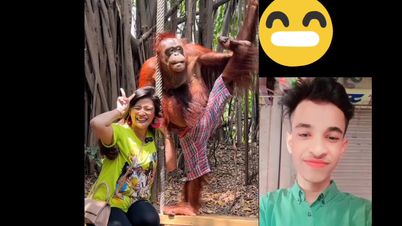 This monkey is very funny🙈😆 a man and monkey.monkey man.funny monkey🙈