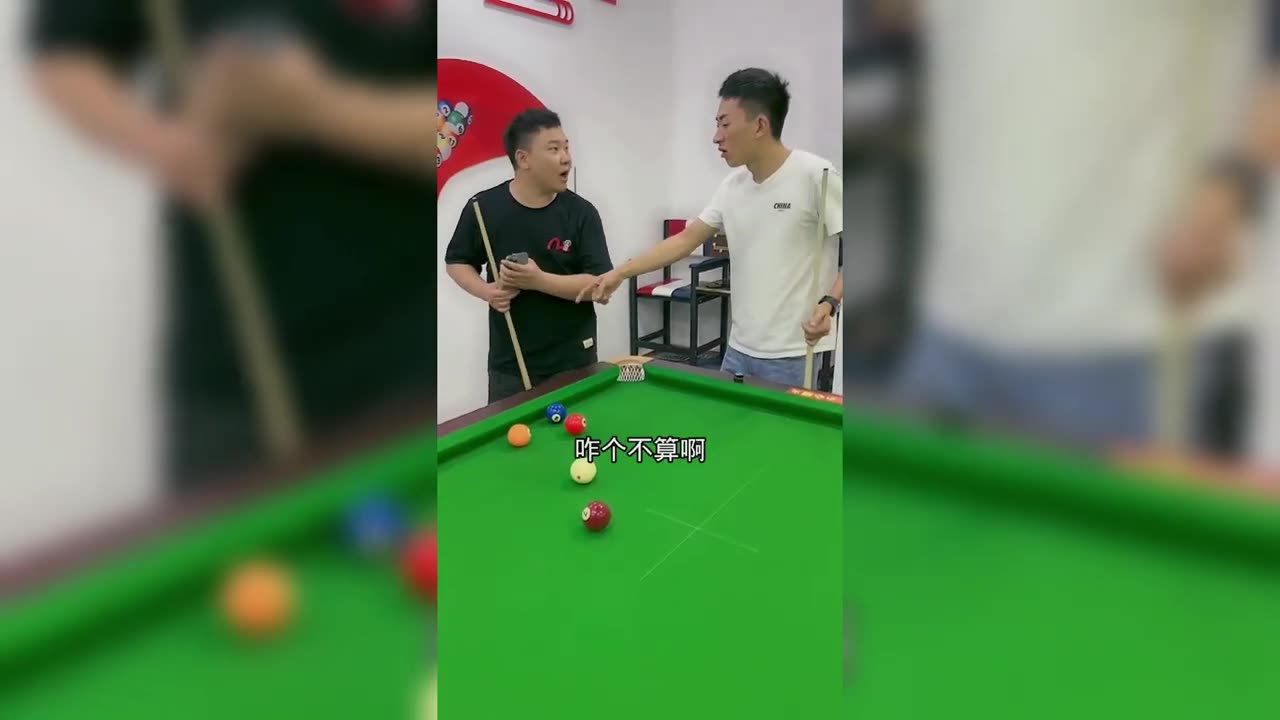 Billiards Playing by young guy surprised old man