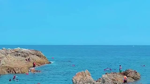 Swimming at the beach