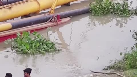 River Digging Drezer in Turag River