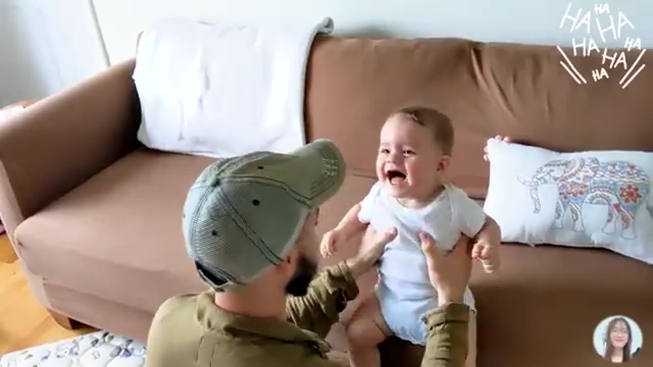 cute and funny baby laughing