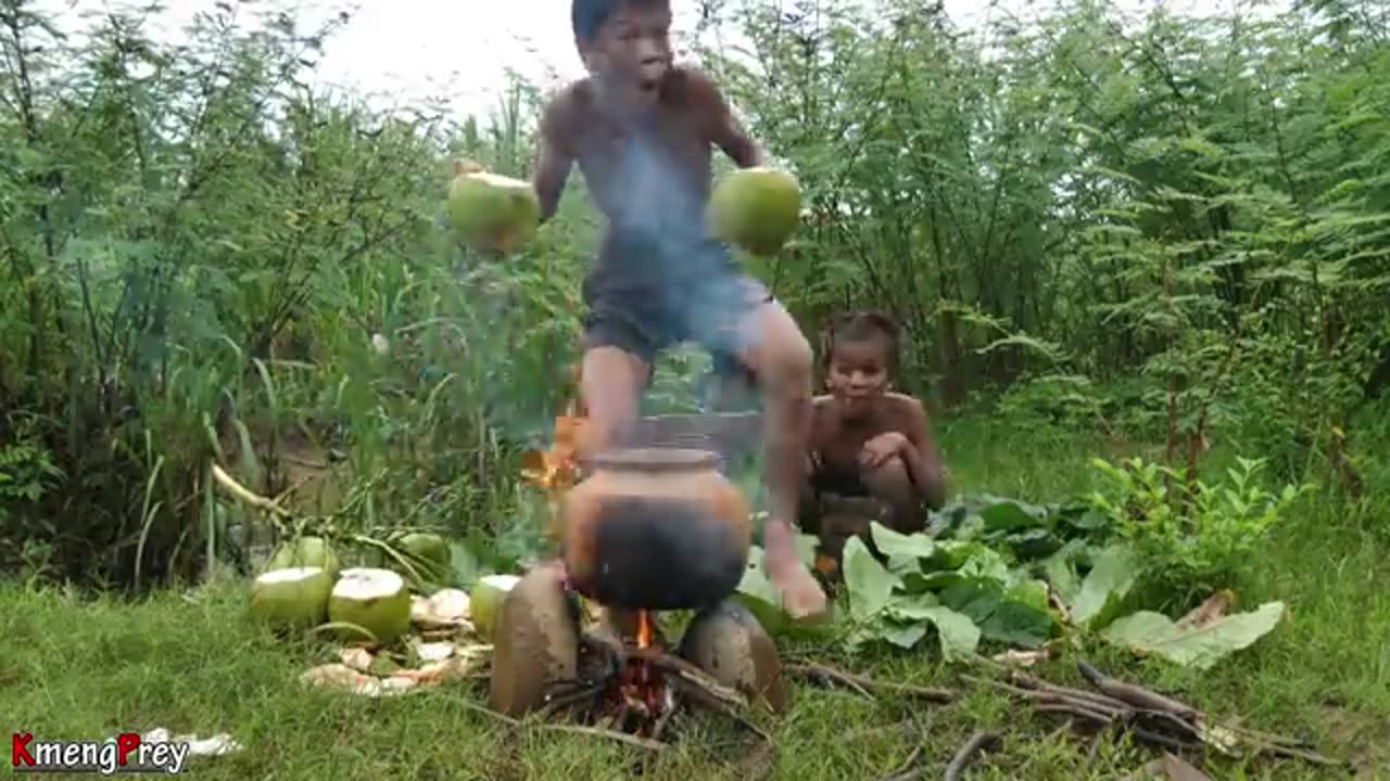 Primitive Technology - Kmeng Prey - Wow Yummy Cooking Crabs Eating Delicious