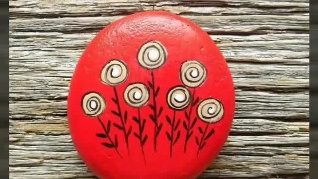 DIY elegant and sophisticated floral Rock stone painting ideas