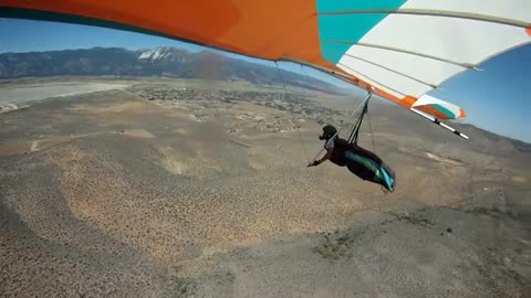 Hang gliding . Scary landing on top of the hill