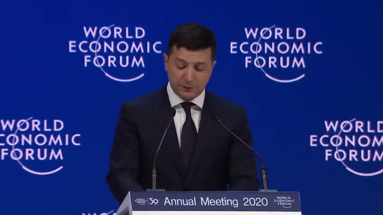 President of Ukraine Volodymyr Zelenskyy Addresses the World Economic Forum, January 2020