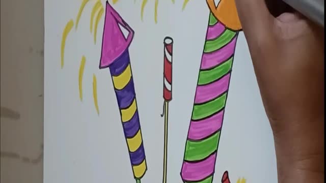 How To Draw Diwali Crackers | Easy Diwali Cracker Drawing | Easy Diwali Drawing For Kids