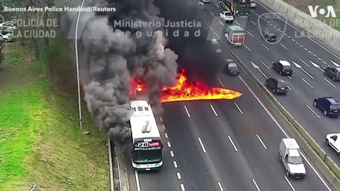 Passengers Run After Bus Catches Fire in Argentina | VOA News