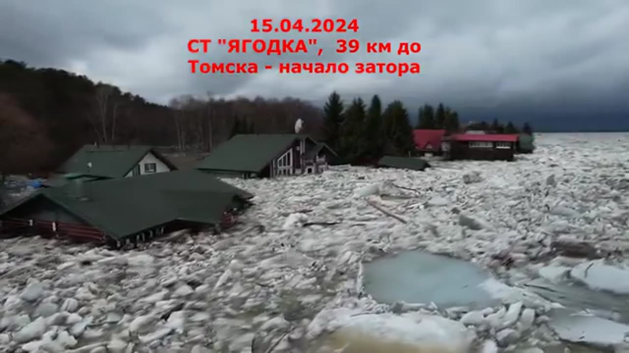 Worst flood in the last 50 years in the suburbs of Tomsk in Russia.