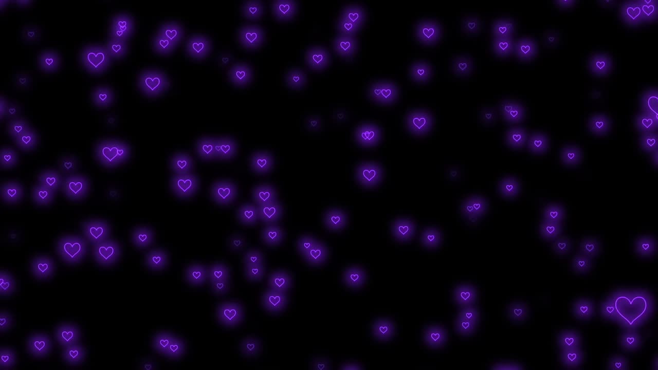032. Lavender Heart💜Neon Light Hearts Flying Heart Background Video Loop