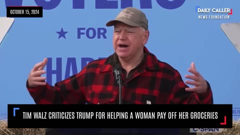 Tim Walz Criticizes Trump For Helping Pay Off Woman's Groceries
