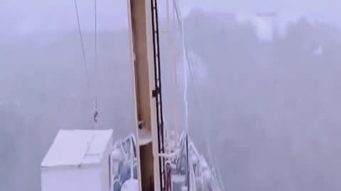 essel Battles 🚢 Through Monster Waves and violent winds🌬. Location Sea of Okhotsk in the
