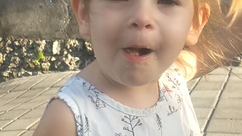 the little bule is happy