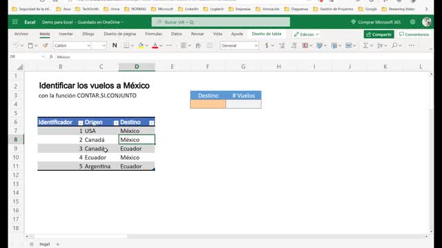 Diseño de tabla en Excel