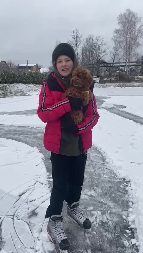 My baby boy slides on water