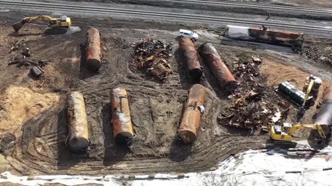 Sky View of Ohio Train Derailment