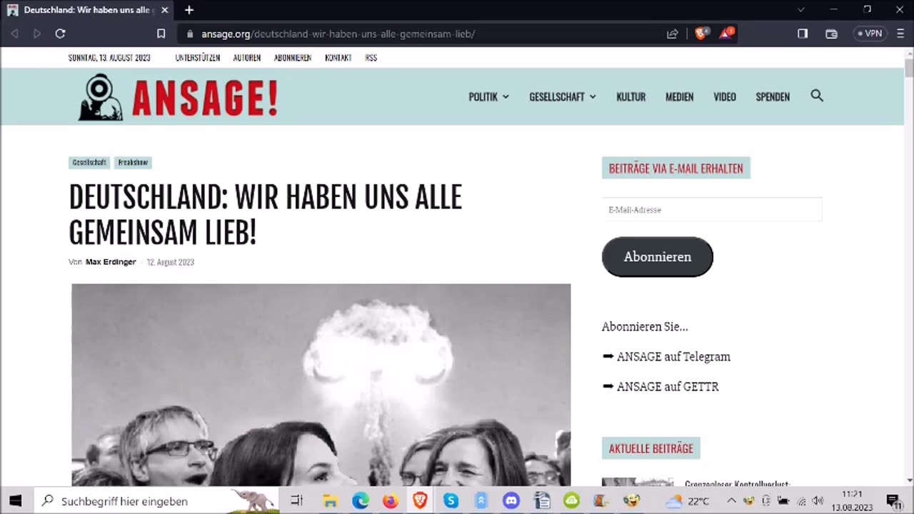 Sonntags-Satire und Sonntags-Predigt mit Jakob am 13.08.2023 ...