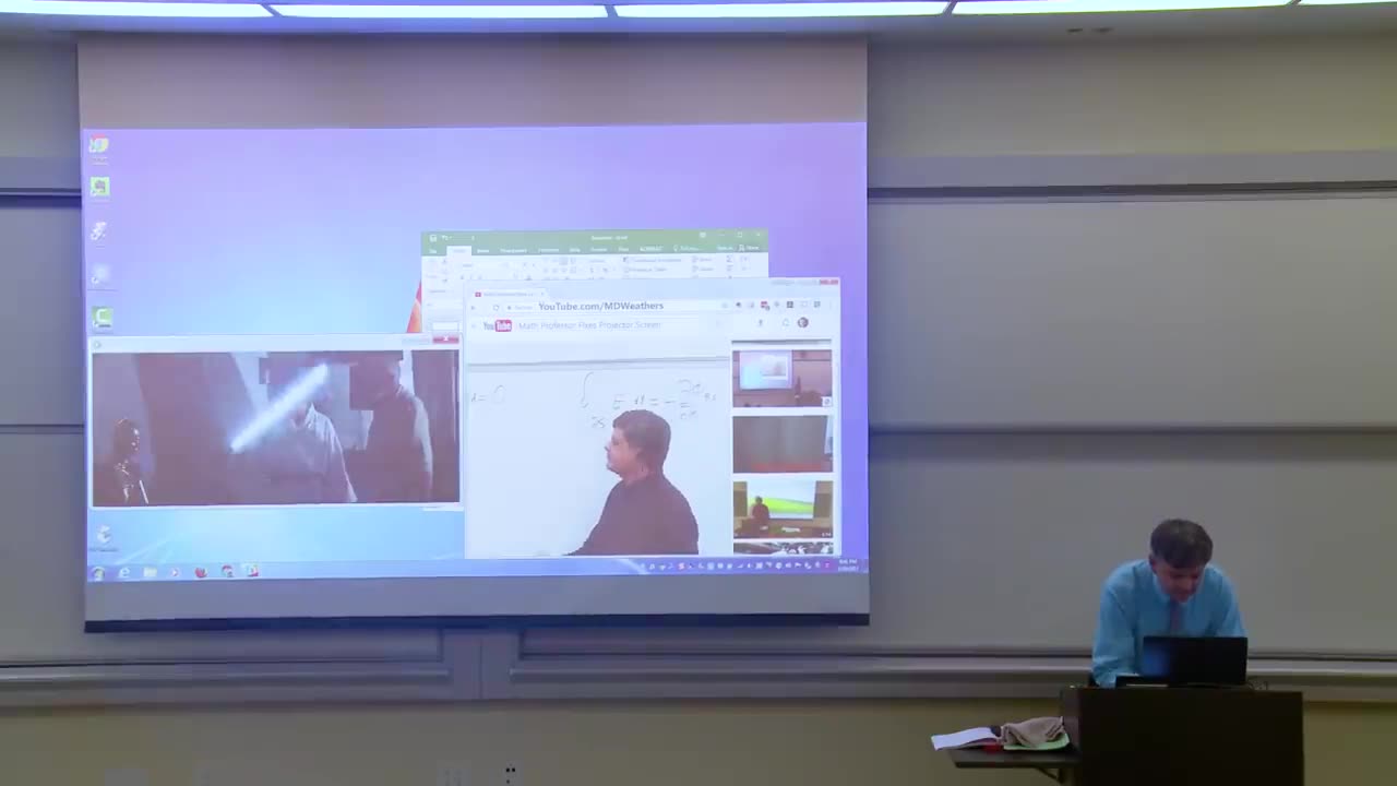 Math Professor Fixes Projector Screen