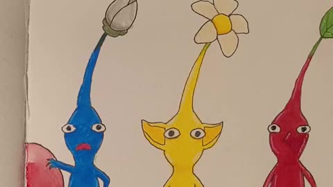 Pikmin Art 3 Ways (Marker, Pencil and Paint!)