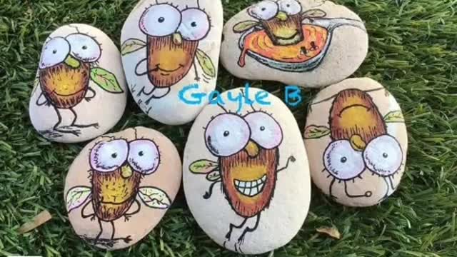 best hand stone painting art and craftpebble craft for bignnersstone art 2k22