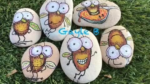 best hand stone painting art and craftpebble craft for bignnersstone art 2k22