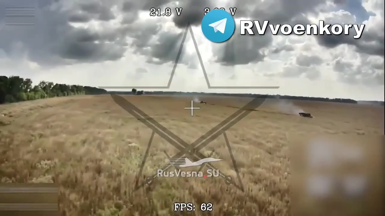 Russian fiber-optic drones hit Ukrainian T-64BV & armored vehicle trying to go the Glushkovo dir.