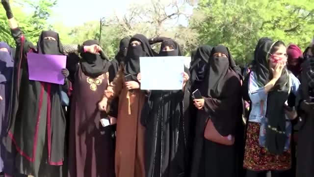 Indian muslim women rally against hijab ban