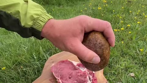 meat on the stone