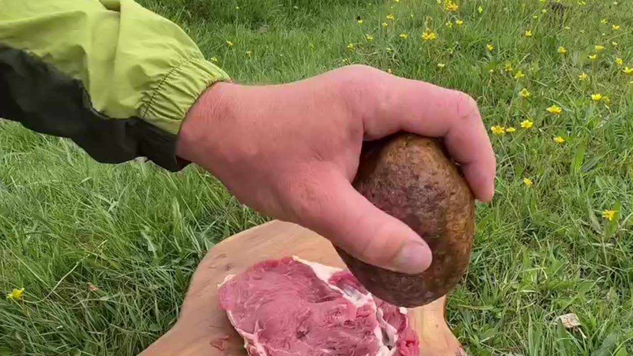 meat on the stone