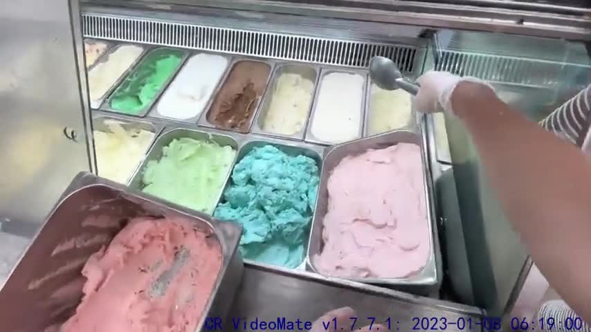 Filling Ice Cream with gloves on