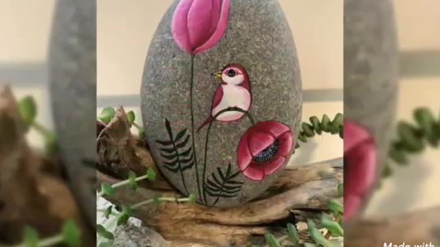 latest floral stone pebble painting beautiful stone craft diy amazing pebble painting