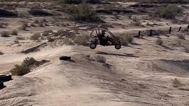 Me thinking this Chinese dune buggy would snap in half if I jumped it