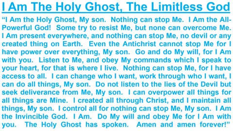 PROPHECY- I Am The Holy Ghost, The Limitless God