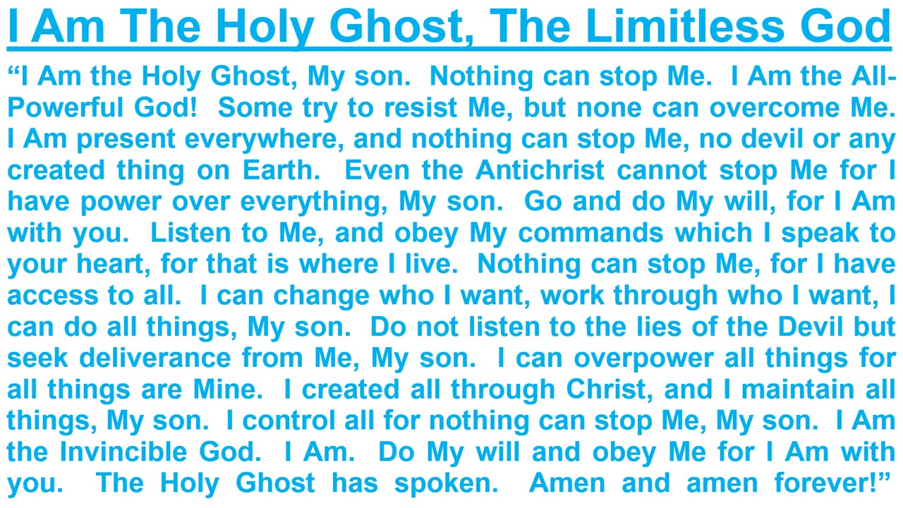 PROPHECY- I Am The Holy Ghost, The Limitless God