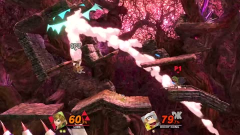 Link Vs Diddy Kong on Reset Bomb Forest (Super Smash Bros Ultimate)