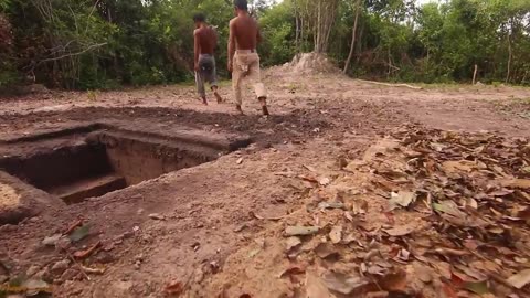 Summer Living 185Days in 1M Dollars Underground House Building Water Slide into Giant Swimming Pool