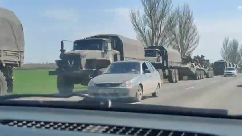 Ukraine War - A column of Russian marines on the way to Donbass