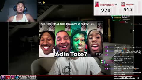 Peewee Reacts Adin Ross FAKES Going Bald for Andrew Tate..😂
