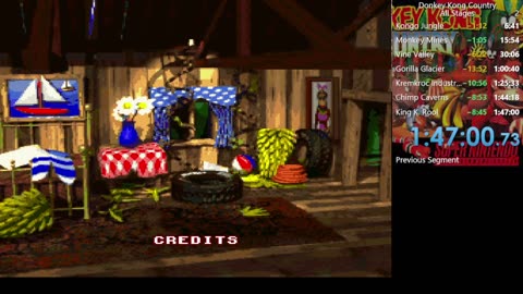Donkey Kong Country 2nd speed run attempt PB 1:47:00